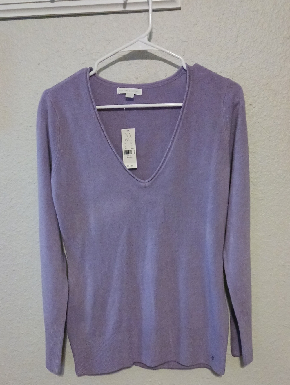 New York & Company Lavender V-Neck Sweater